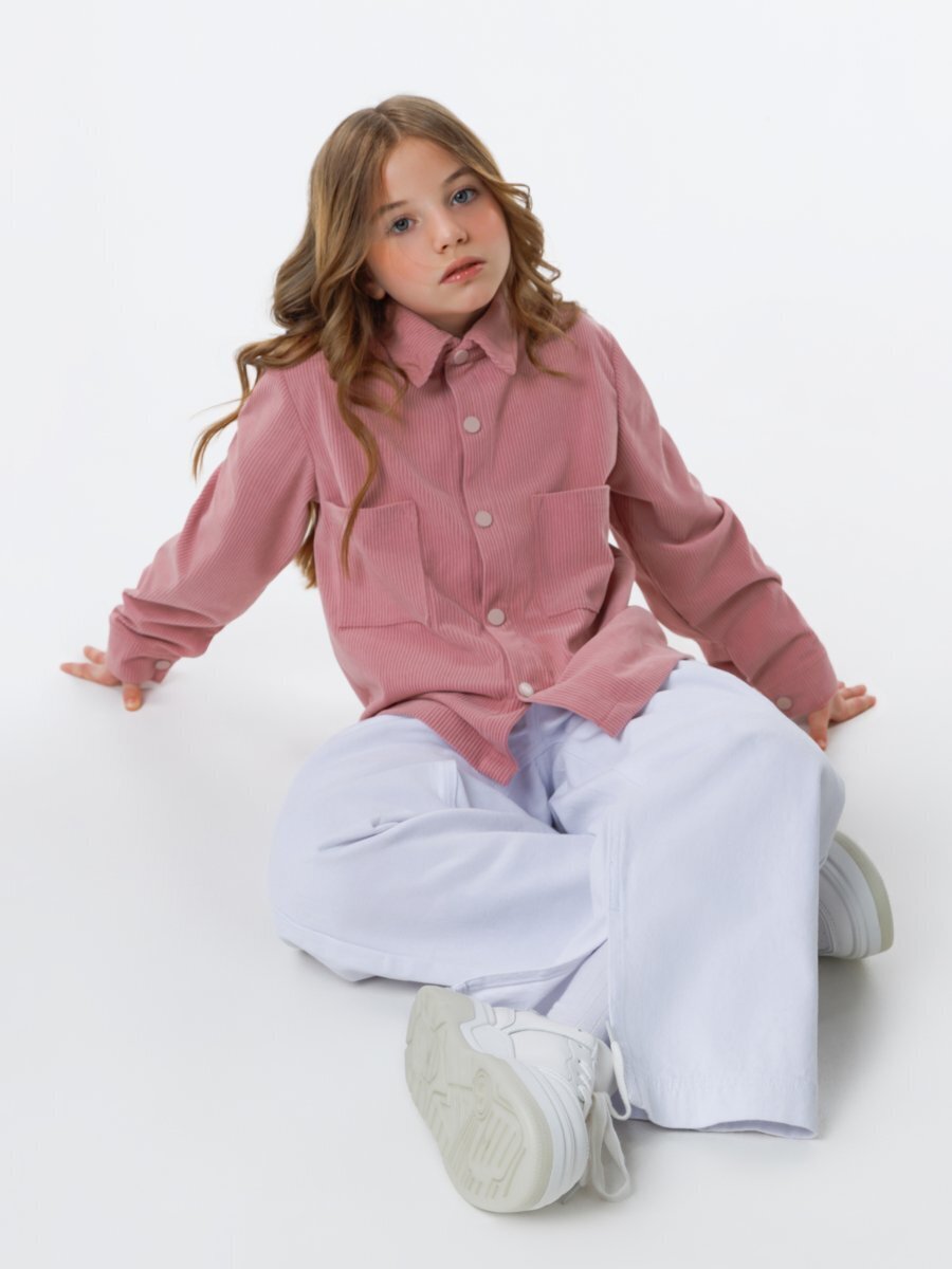 Рубашка детская вельветовая Amarobaby VELVET, цвет розовый