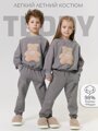 Костюм детский с принтом мишки Amarobaby TEDDY, цвет серый, размер 128