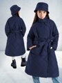 Пальто стёганое для девочек AmaroBaby TRENDY, синий, 134-140