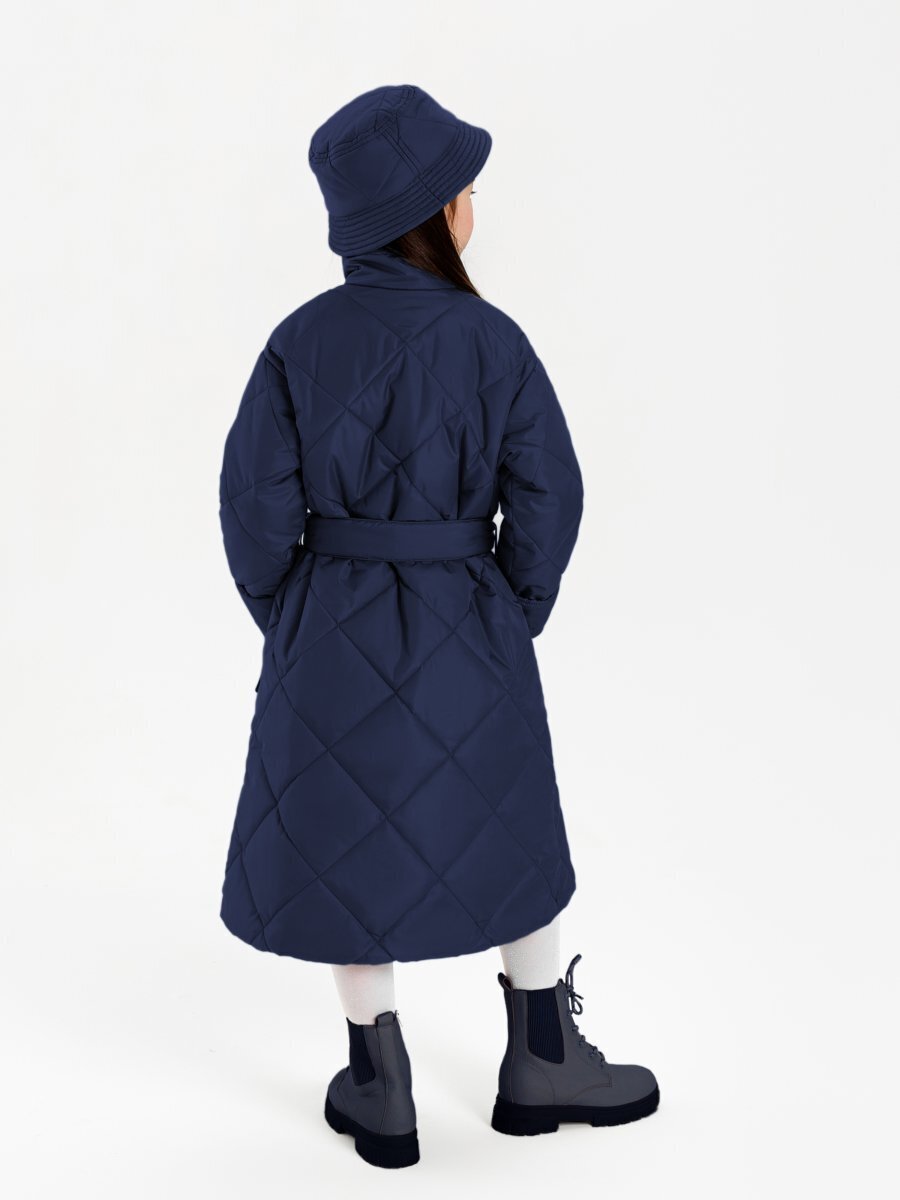 Пальто стёганое для девочек AmaroBaby TRENDY, синий, 134-140