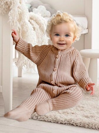 Комбинезон вязаный детский Pure Love Little, демисезонный, бежевый