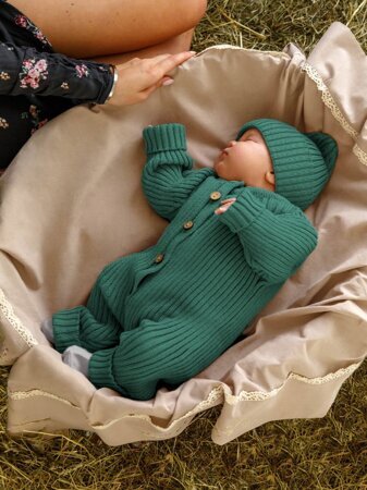 Комбинезон вязанный детский с шапочкой Amarobaby Pure Love Tot, демисезонный, зеленый