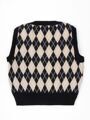 Жилет детский в ромбик Amarobaby KNIT Romb, черный/бежевый