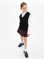 Жилет Amarobaby Pure Love School New, вязаный, черный, размер 128-134