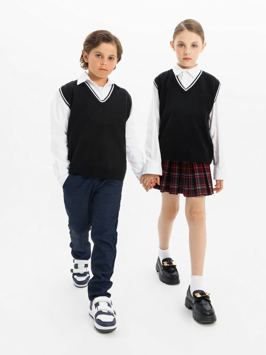 Жилет Amarobaby Pure Love School New, вязаный, черный, размер 128-134