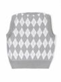 Жилет детский в ромбик Amarobaby KNIT Romb, серый/белый