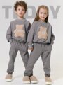 Костюм детский с принтом мишки Amarobaby TEDDY, цвет серый, размер 128