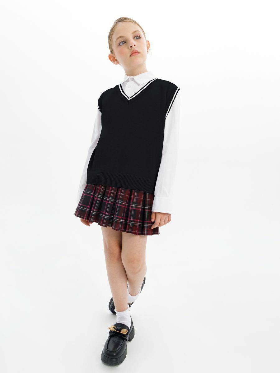 Жилет Amarobaby Pure Love School New, вязаный, черный, размер 128-134