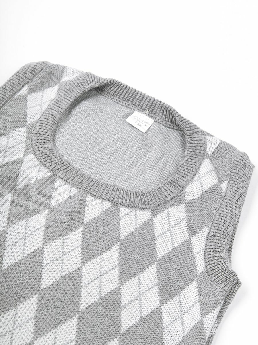 Жилет детский в ромбик Amarobaby KNIT Romb, серый/белый