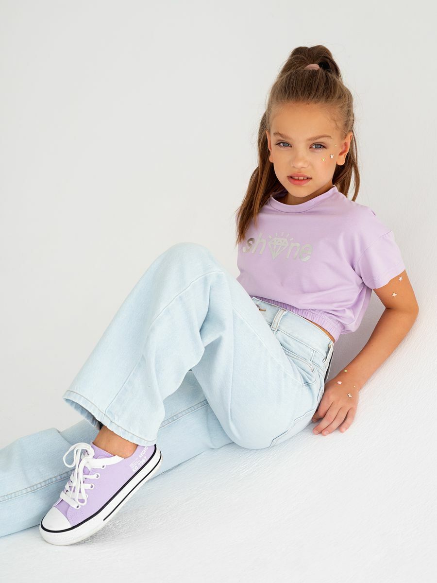 Топ для девочки на резинке Amarobaby Shine, сиреневый, размер 152