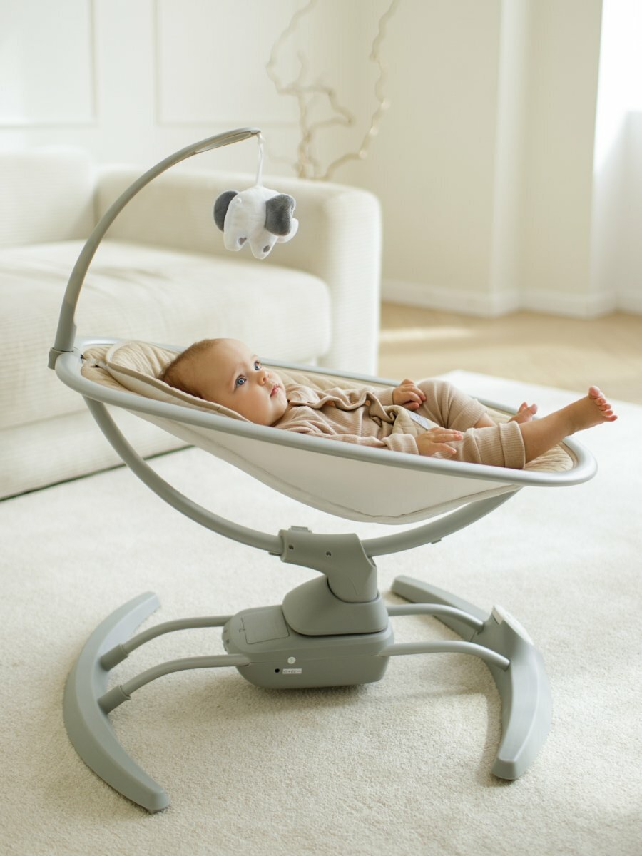 Электронные качели детские AMAROBABY SUPER SWING, бежевый