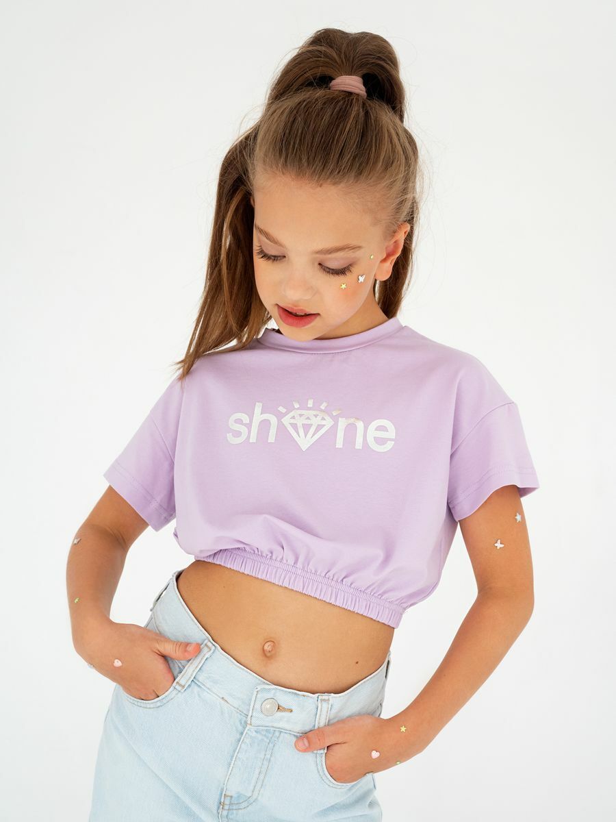 Топ для девочки на резинке Amarobaby Shine, сиреневый, размер 152