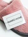 Тапочки женские Мех AMARO HOME Закрытый нос (Пыльная роза) 36-38