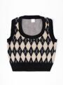 Жилет детский в ромбик Amarobaby KNIT Romb, черный/бежевый