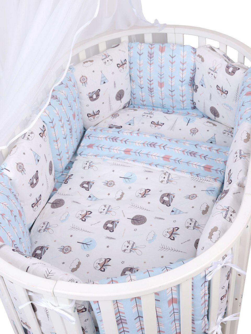 Комплект Premium в кроватку 18 предметов (6+12 подушек-бортиков) AmaroBaby Индейцы (бязь)